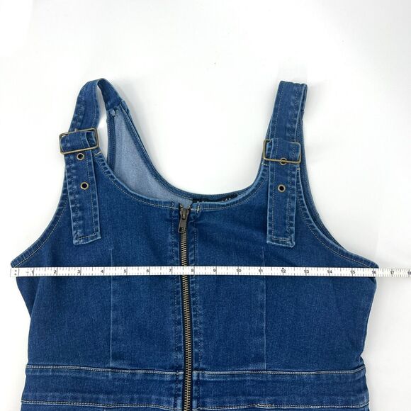 Haute Monde Womens Sheath Dress Blue Mini Stretch Scoop Neck Zipper Sleeveless L - Picture 4 of 10